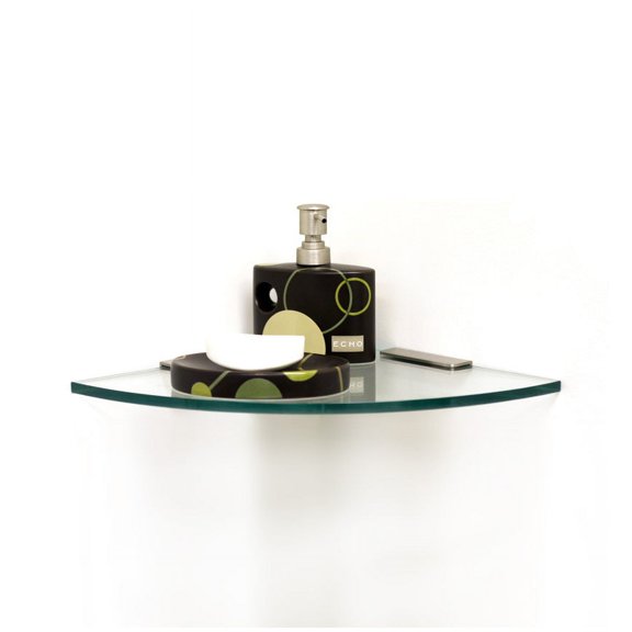 Quarter Round Shower Shelf with 4" Rectangle Clamps By Spancraft Glass
