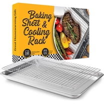 Quarter Sheet Pan with Wire Rack for Cooking - 1/4 Sheet Pan, 13" x 9.5" Aluminum Cookie Sheets and Stainless Steel Cooling Rack for Baking