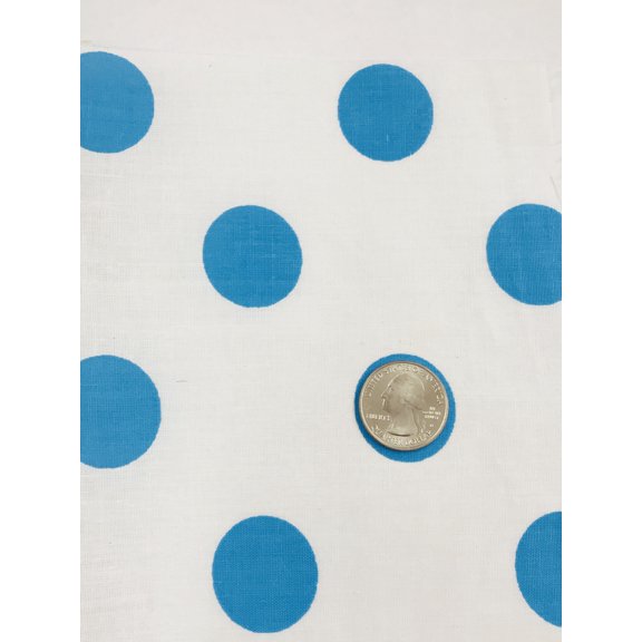Quarter Size Dots Print Broadcloth, 60" Wide, Sells by the Yard from Sal Tex Fabrics, Turqouise/White