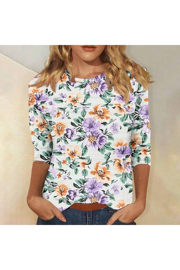 Quarter Sleeve Tops Woman Womens Knit Tops Dressy Casual Women Summer Clothes Womens T Shirts Casual Graphic Dressy