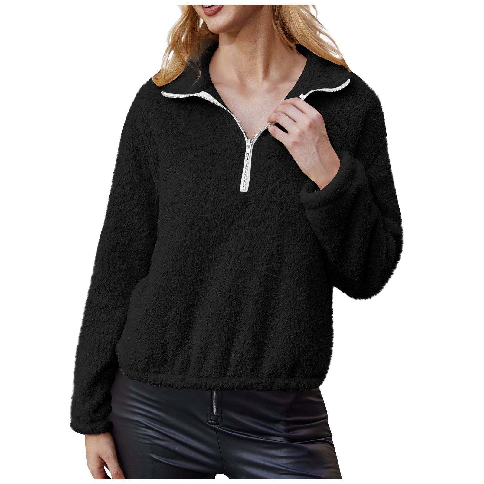 Fuzzy half zip jacket online