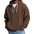 thumbnail image 1 of Quarter Zip Hoodie Mens Waffle Knit Drawstring Hooded Sweatshirt Plain Pullover with Pocket Long Sleeve Fall Tops (3XL, Brown), 1 of 4