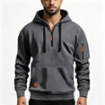 thumbnail image 1 of Quarter Zip Hoodie for Men Ghalytn Pullover Sweatshirt - Fleece Top with Sleeve Pocket, 1 of 6