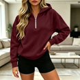 thumbnail image 1 of Quarter Zip Hoodie for Women Long Sleeve Casual Pullover Sweatshirt with Half Zipper, 1 of 5