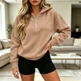 thumbnail image 1 of Quarter Zip Hoodie for Women Long Sleeve Casual Pullover Sweatshirt with Half Zipper, 1 of 5