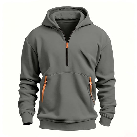 Quarter Zip Hoodies Boys Casual Fall Winter Fashion Solid Color Long Sleeve Hooded Sweatshirts with Pocket, 12-13 Years