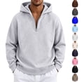 thumbnail image 1 of Quarter Zip Hoodies for Men Casual Long Sleeve Drop Shoulder Sweatshirts Loose Fit Pullover Streetwear Top, 1 of 5