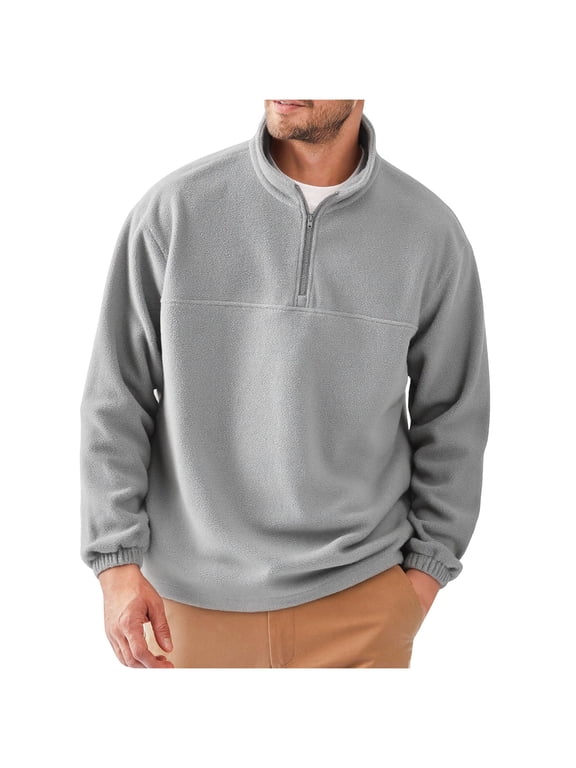 Quarter Zip Polar Fleece PulloverMen Big and Tall Thermal Warm Sweater Pullover Sweatshirt for Cold Freezing Weather