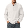 thumbnail image 1 of Quarter Zip Pullover Men 1/4 Zip Softshell Golf Jacket Fleece Lined Wind Resistant Loose Sweatshirt Zipper Pockets Spring Fall Big & Tall Size M-4XL Beige, 1 of 6