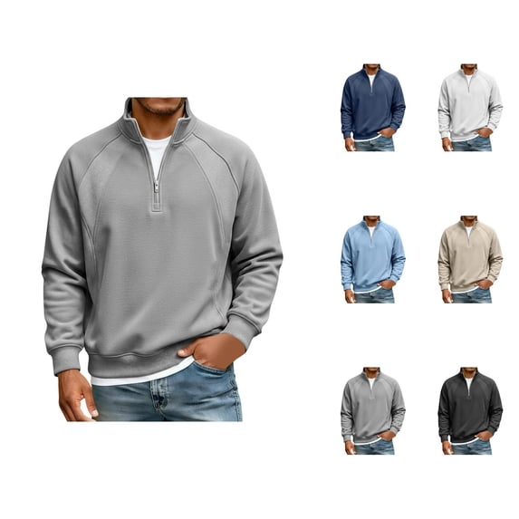 Quarter Zip Pullover Men 2026 Fall Winter Casual Long Sleeve Plain Collared Sweatshirts Mens Pullover Top