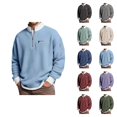thumbnail image 1 of Quarter Zip Pullover Men 2026 Fall Winter Long Sleeve Casual Stand Collar Waffle Knit Sweaters Mens Pullover Top, 1 of 5