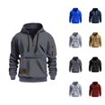 thumbnail image 1 of Quarter Zip Pullover Men 2026 Fall Winter Long Sleeve Lined Hooded Sweatshirt with Pockets Mens Hoodie, 1 of 4