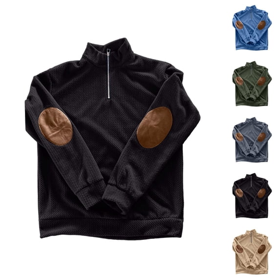 Quarter Zip Pullover Men 2026 Fall Winter Long Sleeve Jacquard Casual Stand Collar Sweatshirts Mens Pullover Top