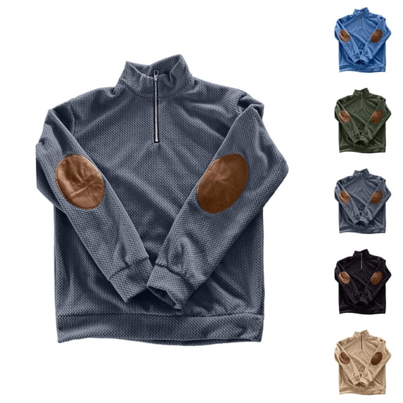 Quarter Zip Pullover Men 2026 Fall Winter Long Sleeve Jacquard Casual Stand Collar Sweatshirts Mens Pullover Top