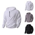 thumbnail image 1 of Quarter Zip Pullover Men 2026 Fall Winter Long Sleeve Plain Coral Hooded Sweatshirt with Pockets Mens Hoodie, 1 of 1