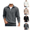 thumbnail image 1 of Quarter Zip Pullover Men Fall Winter Long Sleeve Jacquard Collared Sweat Shirt Casual Pullover Tops, 1 of 9
