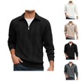 thumbnail image 1 of Quarter Zip Pullover Men Fall Winter Long Sleeve Jacquard Collared Sweat Shirt Casual Pullover Tops, 1 of 9
