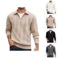 thumbnail image 1 of Quarter Zip Pullover Men Fall Winter Long Sleeve Jacquard Collared Sweat Shirt Casual Pullover Tops, 1 of 9