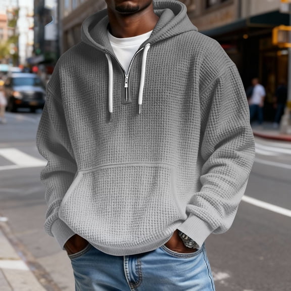 Quarter Zip Pullover Men Gradient Hoodies For Mens Hoodie Up Everyday Wear Black S