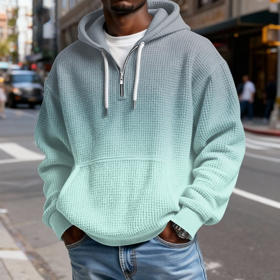 Quarter Zip Pullover Men Gradient Hoodies For Mens Hoodie Up Everyday Wear Dark Gray 3XL