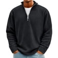 thumbnail image 1 of Quarter Zip Pullover Men Long Sleeve Corduroy Mock Neck Sweatshirt Stand Collar Vintage Retro Casual Sweater Top, 1 of 6