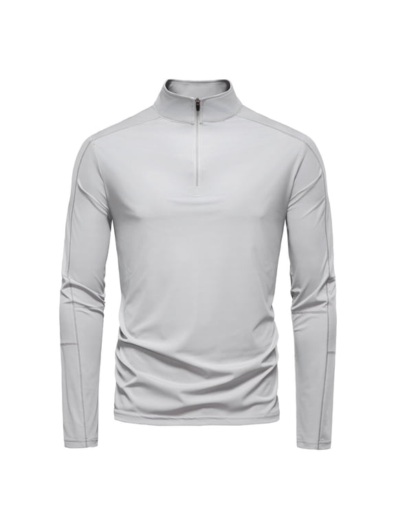 Quarter Zip Pullover Men Long Sleeve Standing Colloar UPF 50+ UV Sun Protection Fishing Shirt Dad Gifts
