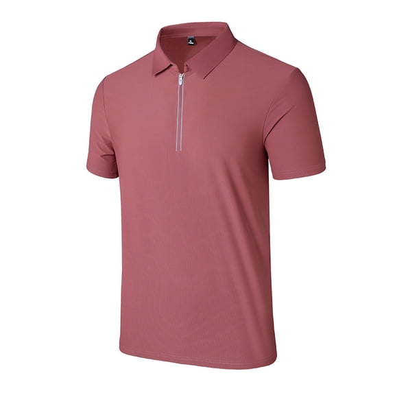 Quarter Zip Pullover Men Short Sleeve Lapel Turn Down Collar Business Casual Tops Golf Tees Fathers Gift