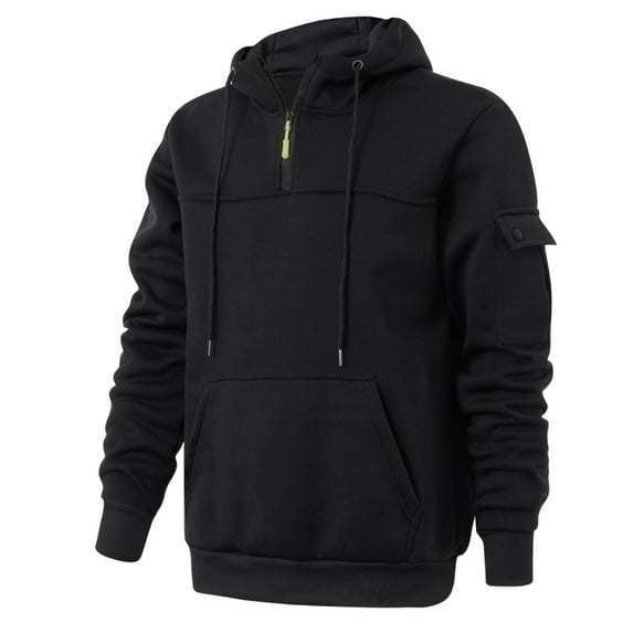 Quarter Zip Pullover Men Training Tactical Hoodies Mens Fashion 2025 Outdoor Sweatshirts Fleece Lined Cargo Hoodie