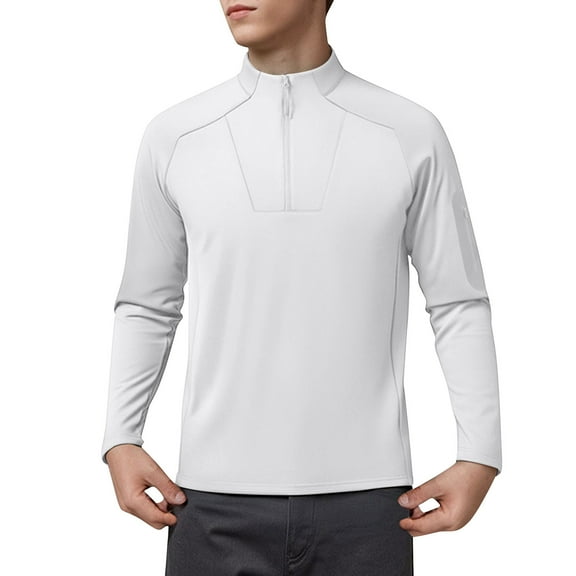 Quarter Zip Pullover Mens Lightweight Moisture Wicking Workout Tops Sports High Neck Long Sleeve Fitness Sports Wear (4XL, Gray)
