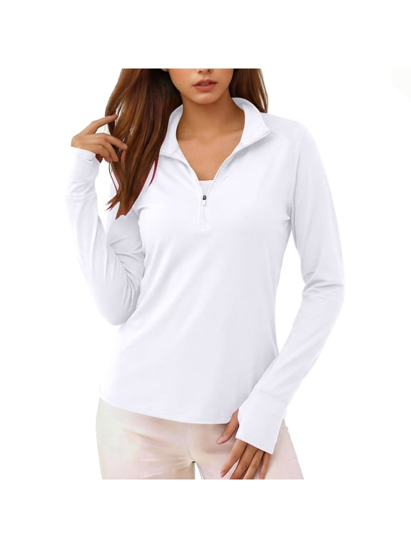 Quarter Zip Pullover Sweatshirt for Women UPF 50+ Long Sleeve Sun Shirts UV Protection Workout Tunic Tee Tops