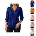 thumbnail image 1 of Quarter Zip Pullover Women 2025 Fall Winter Long Sleeve Collared Cable Knit Plain Sweatshirt with Pockets Pullover Tops, 1 of 7