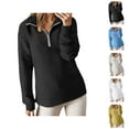 thumbnail image 1 of Quarter Zip Pullover Women 2025 Fall Winter Long Sleeve Jacquard Collared Plain Sweatshirt Pullover Tops, 1 of 7