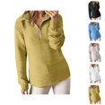 thumbnail image 1 of Quarter Zip Pullover Women 2025 Fall Winter Long Sleeve Jacquard Collared Plain Sweatshirt Pullover Tops, 1 of 7