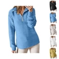 thumbnail image 1 of Quarter Zip Pullover Women 2025 Fall Winter Long Sleeve Jacquard Collared Plain Sweatshirt Pullover Tops, 1 of 7