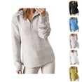thumbnail image 1 of Quarter Zip Pullover Women 2025 Fall Winter Long Sleeve Jacquard Collared Plain Sweatshirt Pullover Tops, 1 of 8