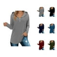 thumbnail image 1 of Quarter Zip Pullover Women 2025 Fall Winter Long Sleeve Plain Hoodie Hooded Sweatshirt Pullover Tops, 1 of 6