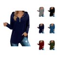 thumbnail image 1 of Quarter Zip Pullover Women 2025 Fall Winter Long Sleeve Plain Hoodie Hooded Sweatshirt Pullover Tops, 1 of 6