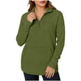 thumbnail image 1 of Quarter Zip Pullover Women Casual Fall Collared Zip Mock Neck Sweatshirt 1/4 Zipper Ribbed Knit Tunic Tops with Pocket, 1 of 9