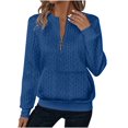thumbnail image 1 of Quarter Zip Pullover Women Jacquard Sweatshirts Loose Long Sleeve with Pockets Fall Winter Fashion 2025, 1 of 7
