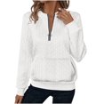 thumbnail image 1 of Quarter Zip Pullover Women Jacquard Sweatshirts Loose Long Sleeve with Pockets Fall Winter Fashion 2025, 1 of 7