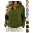 thumbnail image 1 of Quarter Zip Pullover for Women, Sherpa Fleece Stand Collar Fuzzy Sweatshirt with Zipper Pockets, 1 of 8