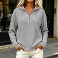thumbnail image 1 of Quarter Zip Pullover wWomen Waffle Knit Long Sleeve Drawstring Casual Sweatshirt Hooded Tops, 1 of 7