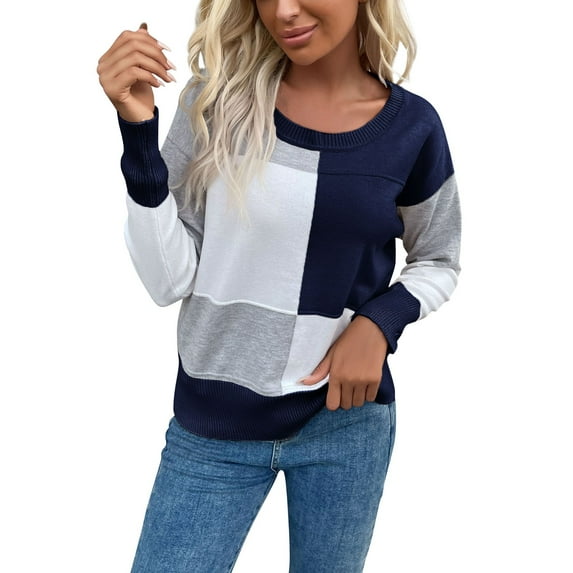 Quarter Zip Sweater Men Long Lightweight Sweaters Women'S Autumn And Winter Pullover Round Neck Stitching Long Sleeved Knitted Sweater Quarter Zip Men Sweater
