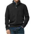 thumbnail image 1 of Quarter Zip Sweater Men Mock Neck Fleece Lined Sweatshirt Winter Long Sleeve Casual Pullover Sweater Black M, 1 of 7