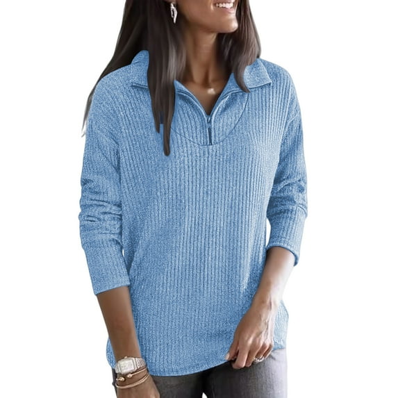 Quarter Zip Sweaters for Women Knit Long Sleeve Pullover Sweater Business Casual Fall Outfits