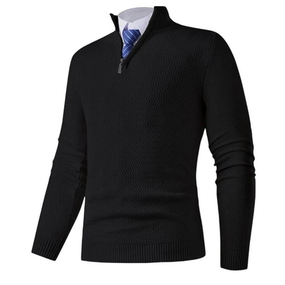 Quarter Zip Sweatshirt Men Lapel Neck Sweatshirts for Men Cable Knit Plain 1/4 Zip Pullover Sweater Slim Fit Warm Sweaters Long Sleeve Fleece Turtleneck Sweater Top Size M-3XL