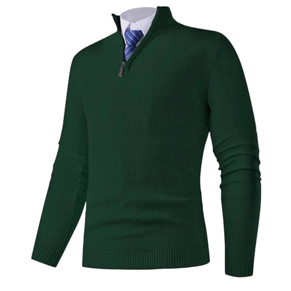 Quarter Zip Sweatshirt Men Lapel Neck Sweatshirts for Men Cable Knit Plain 1/4 Zip Pullover Sweater Slim Fit Warm Sweaters Long Sleeve Fleece Turtleneck Sweater Top Size M-3XL