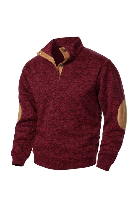 Quarter Zip Sweatshirt Men,Mens Patchwork Half Zip Jackets Work Tactical Pullover Stand Collar Long Sleeve Knit Tops Button Sweaters for Fall Winter,Travelling,Walking