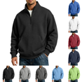 thumbnail image 1 of Quarter Zip Sweatshirt Men Stand Collar Athletic Fleece Pullover 1/4 Lightweight Ribbed Hem Cuffs Loose Fit Tops Active Fall Long Sleeve Casual Sweatshirts Black L, 1 of 6