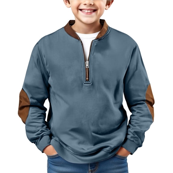 Quarter Zip Sweatshirt for Boys - Oversized Fleece Pullover Fashion Sweater for Casual School Everyday Wear